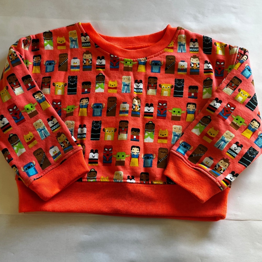 Disney 100 Years of Wonder Kids Orange Character Print Sweatshirt Size 4 Fits 2T